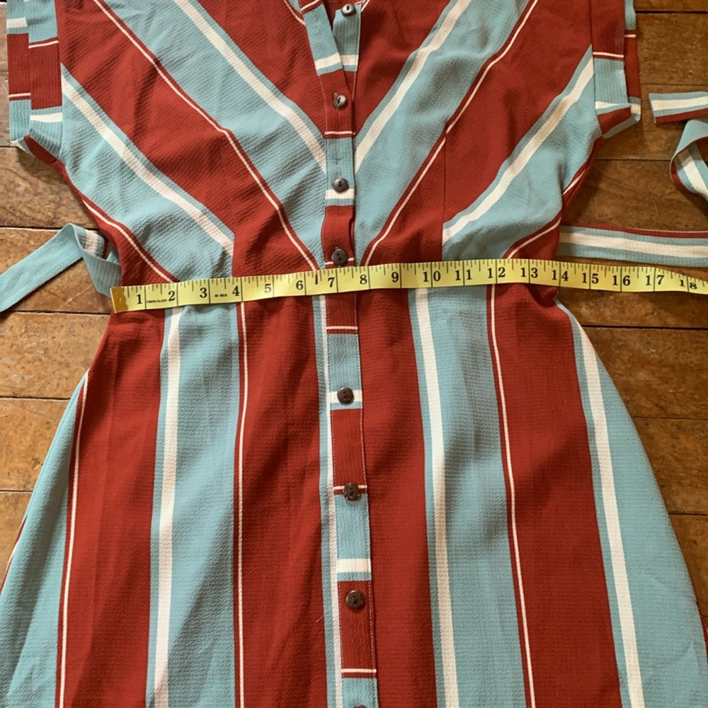 MONTEAU women’s brown and blue pastel collard TShirt Midi dress, size Medium - Picture 8 of 12